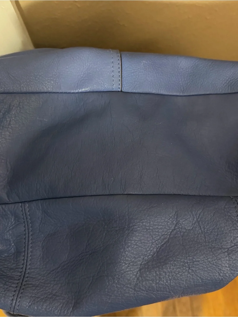 b. makowsky Blue Leather Hobo with Gold Hardware